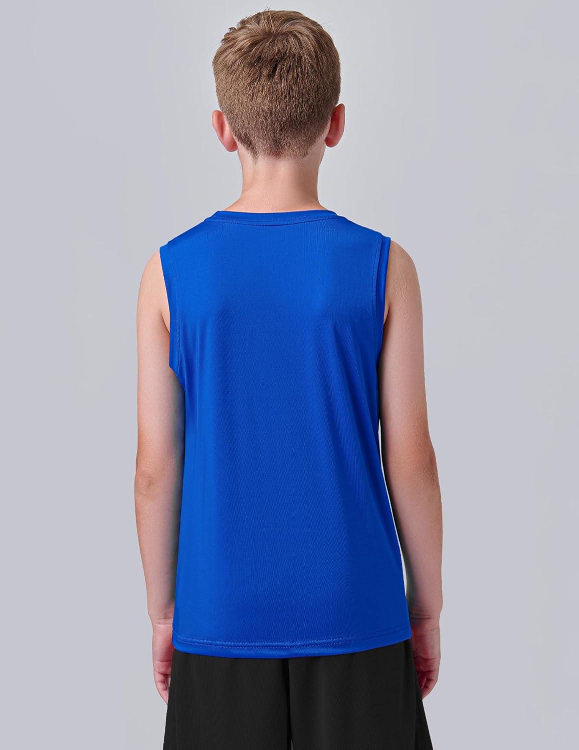 image5 Pack Boys Athletic Tank Tops Dry Fit Sleeveless Shirts Youth Kids Performance Workout ClothesRedBlueLimeBlackWhite