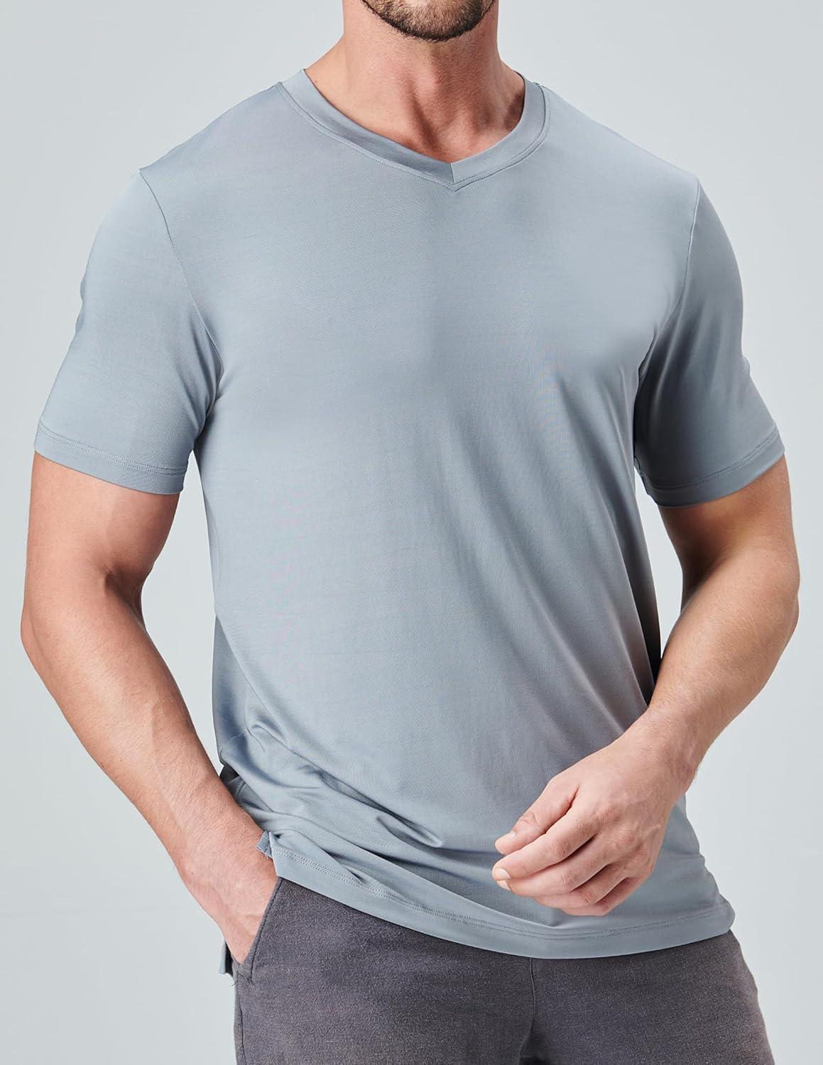 image5 Pack Mens VNeck Dry Fit TShirts Active Athletic Short Sleeve Workout Tops Performance Gym Tees Available in Plus SizeGrayBlackWhiteDark LavenderSoft Denim