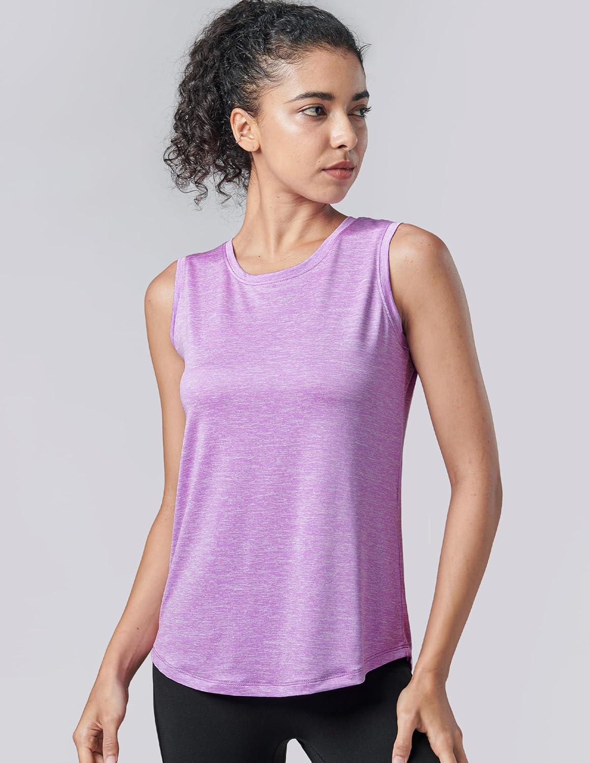 image5 Pack Wide Straps Womens Workout Tank Tops Athletic Sleeveless Shirts for Women Ladies Exercise Tops for Yoga TennisVioletGrayBlackWhiteLight Lavender