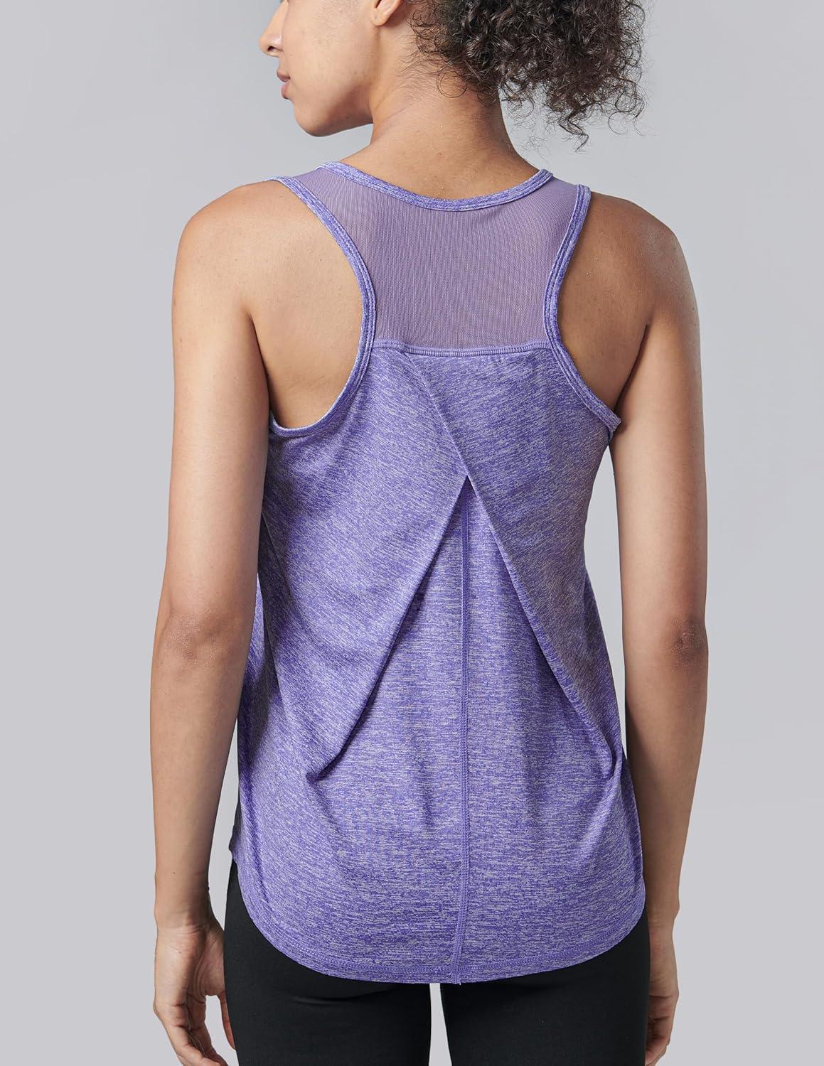 image5 Pack Womens Workout Tops Athletic Racerback Tank Tops for Women Mesh Sleeveless Shirts Yoga for Gym RunningGrayBluePinkPurpleLavenderBlack