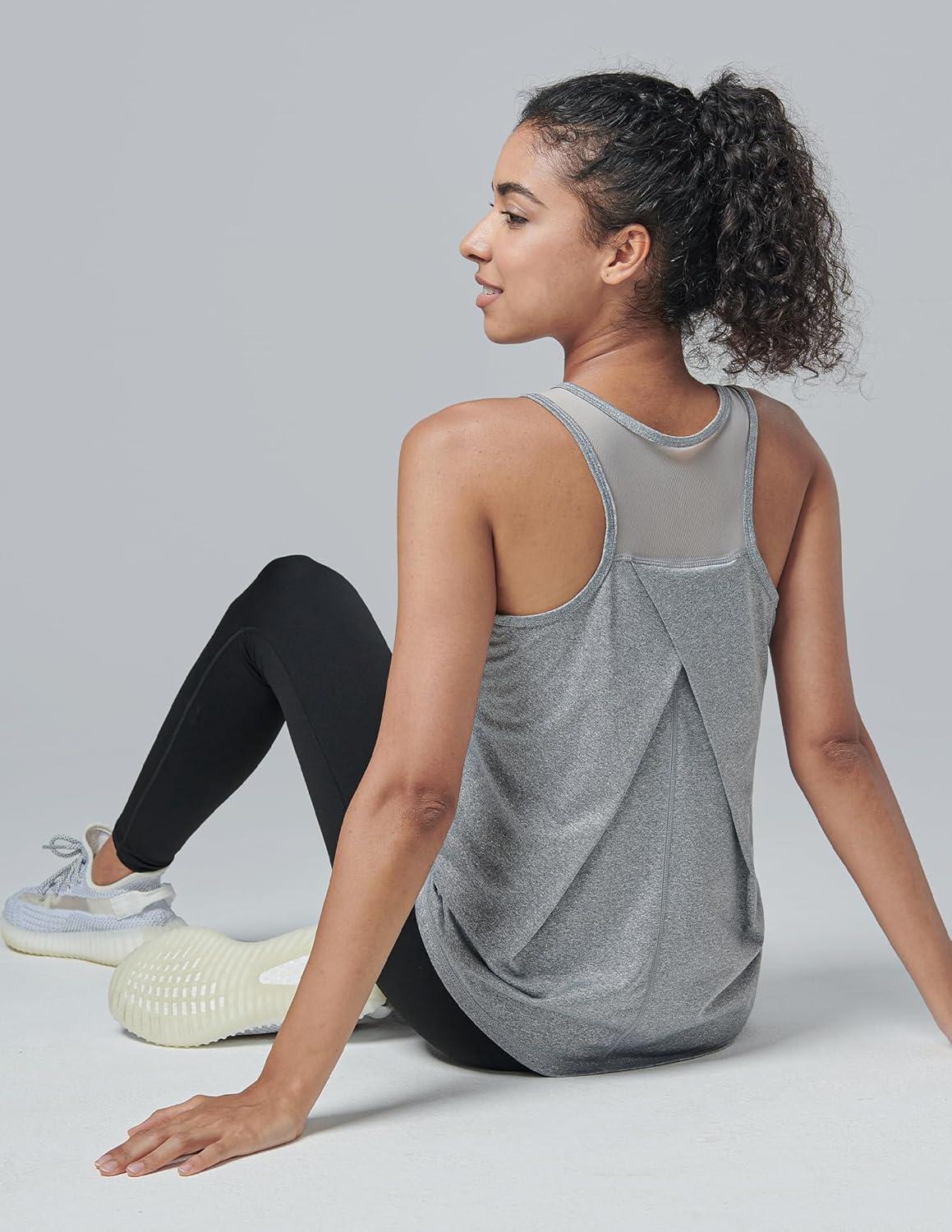 image5 Pack Womens Workout Tops Athletic Racerback Tank Tops for Women Mesh Sleeveless Shirts Yoga for Gym RunningGrayBluePinkPurpleLavenderBlack