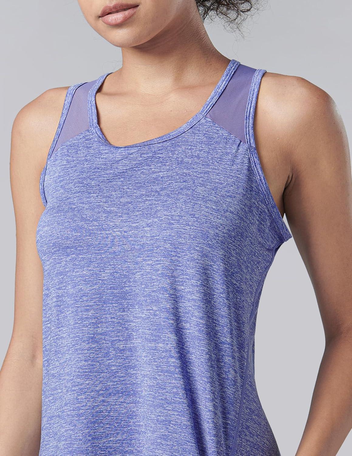image5 Pack Womens Workout Tops Athletic Racerback Tank Tops for Women Mesh Sleeveless Shirts Yoga for Gym RunningLight BlueNavy BlueLavenderGrayBlack