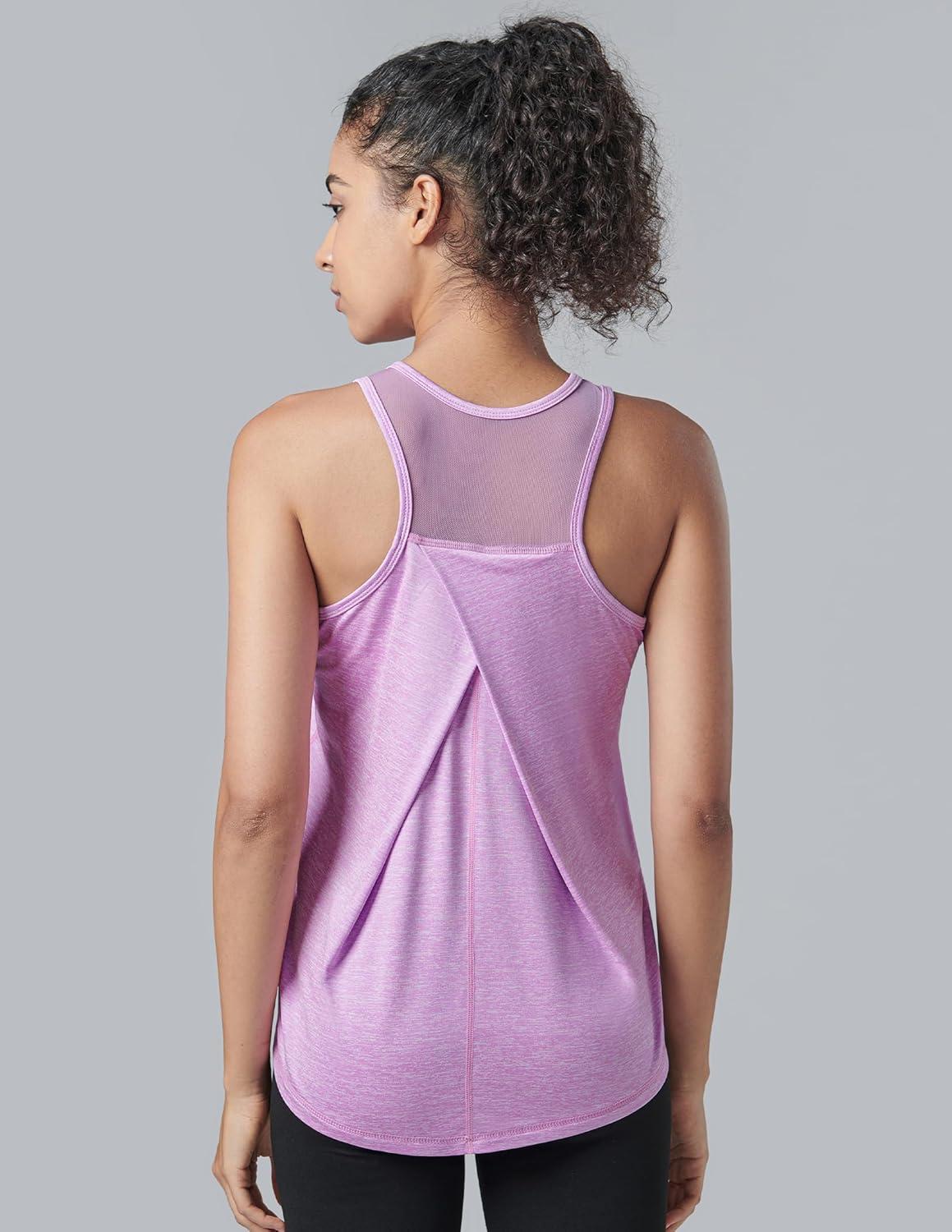 image5 Pack Womens Workout Tops Athletic Racerback Tank Tops for Women Mesh Sleeveless Shirts Yoga for Gym RunningLilacGrayBlackWhiteLight Lavender