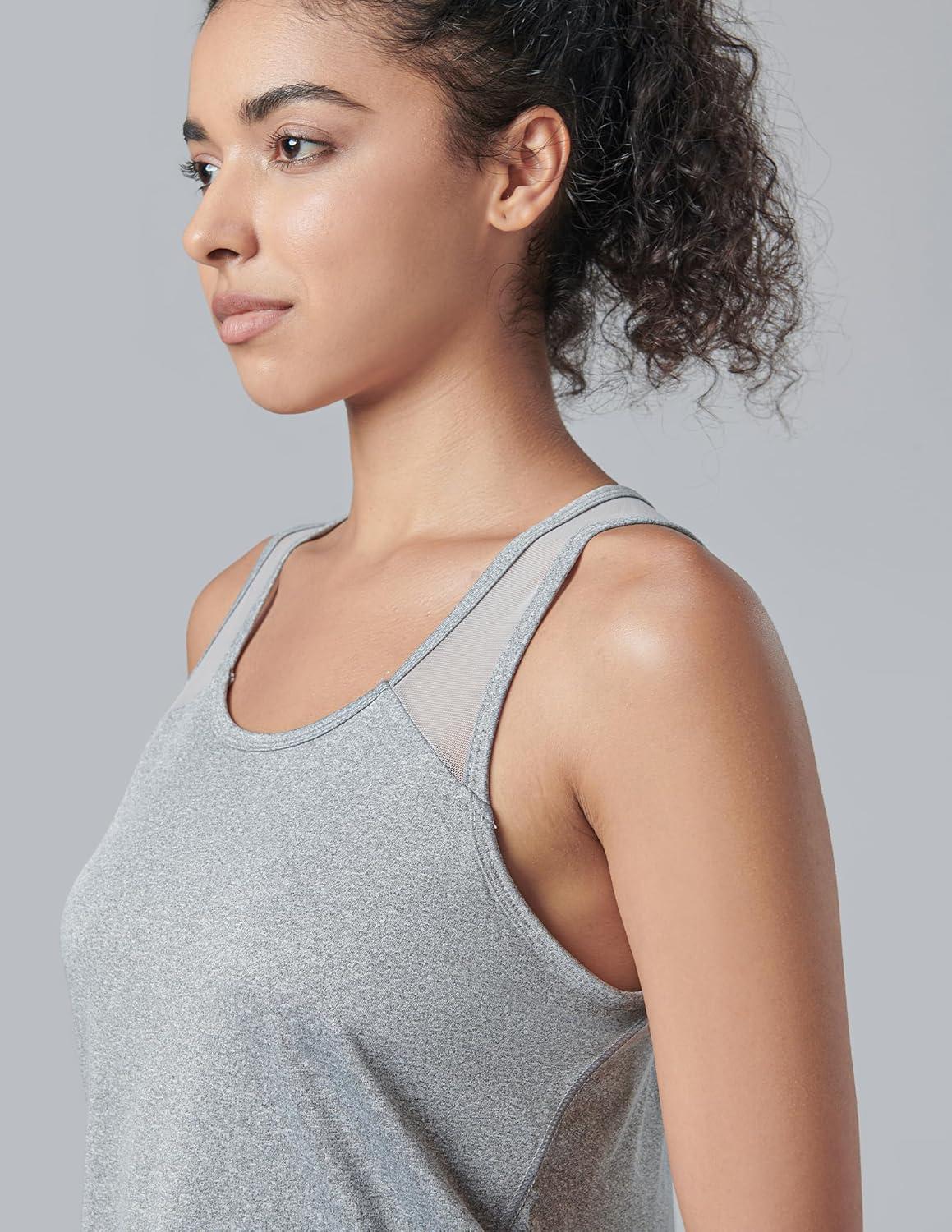 image5 Pack Womens Workout Tops Athletic Racerback Tank Tops for Women Mesh Sleeveless Shirts Yoga for Gym RunningLilacGrayBlackWhiteLight Lavender