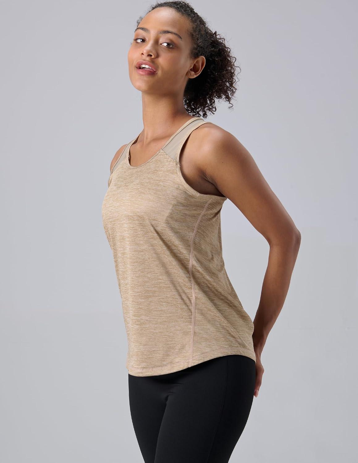 image5 Pack Womens Workout Tops Athletic Racerback Tank Tops for Women Mesh Sleeveless Shirts Yoga for Gym RunningTealKhakiOrangeCharcoalLight Blue