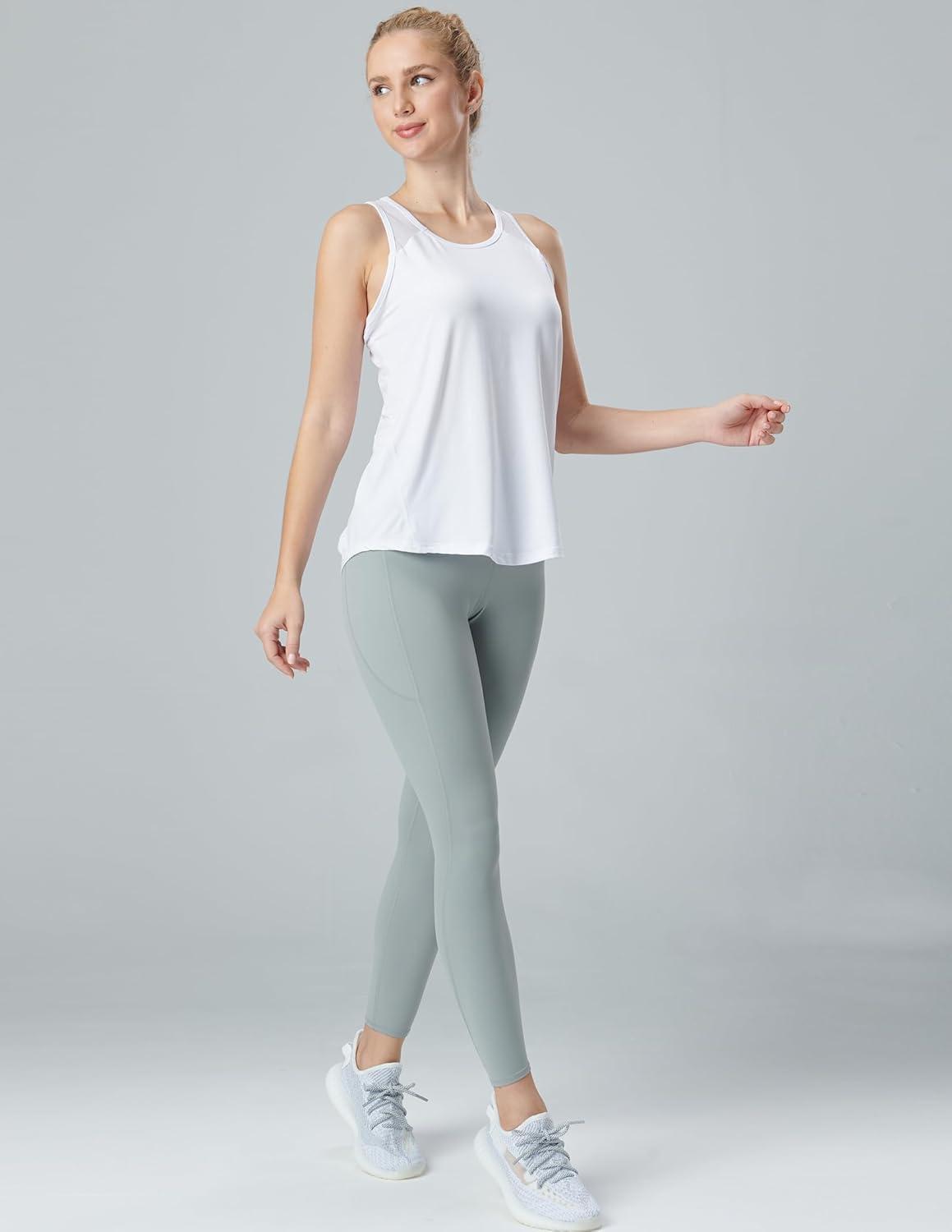 image5 Pack Womens Workout Tops Athletic Racerback Tank Tops for Women Mesh Sleeveless Shirts Yoga for Gym RunningWhiteHeather PinkGrayNavyBlack