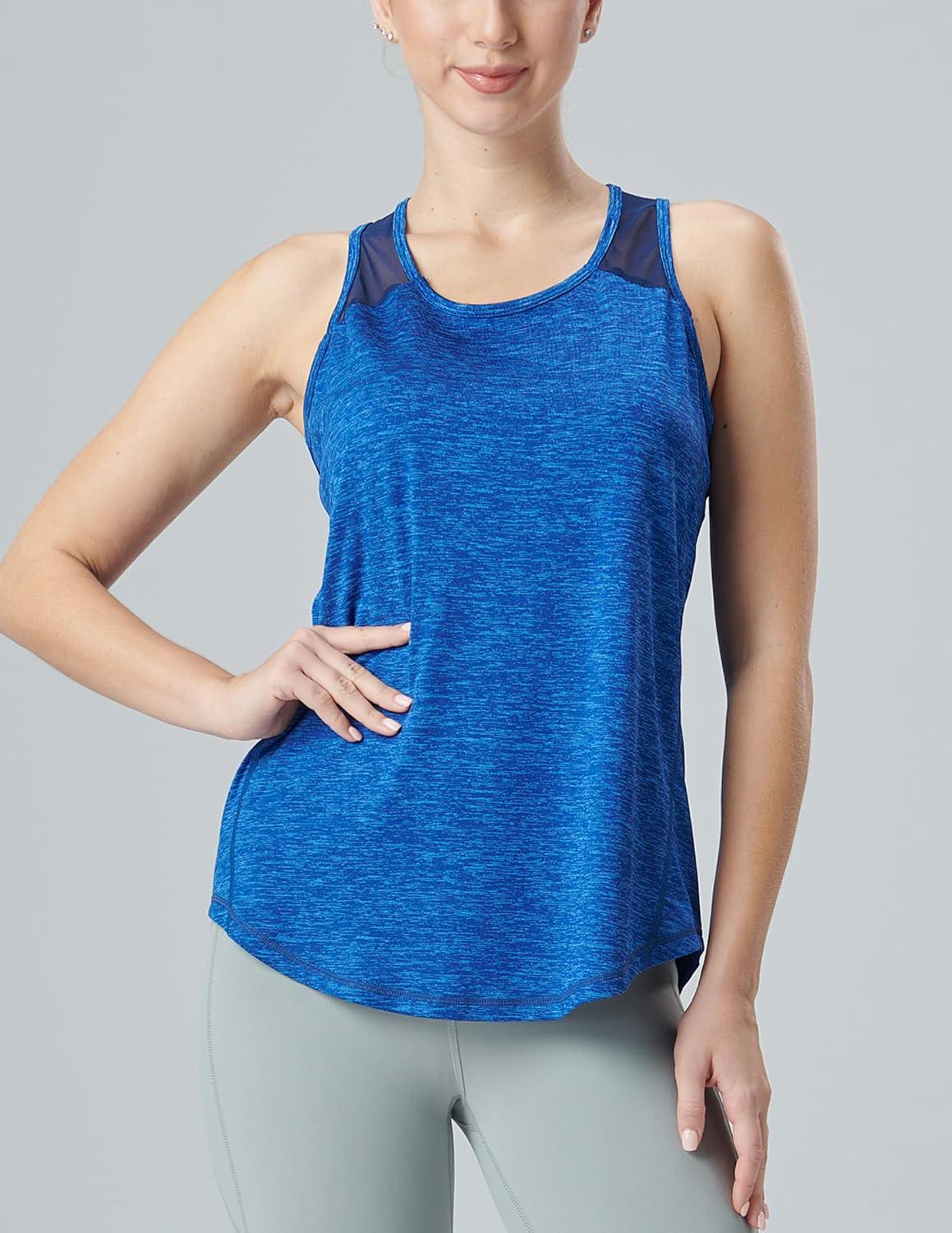 image5 Pack Womens Workout Tops Athletic Racerback Tank Tops for Women Mesh Sleeveless Shirts Yoga for Gym RunningWhiteHeather PinkGrayNavyBlack