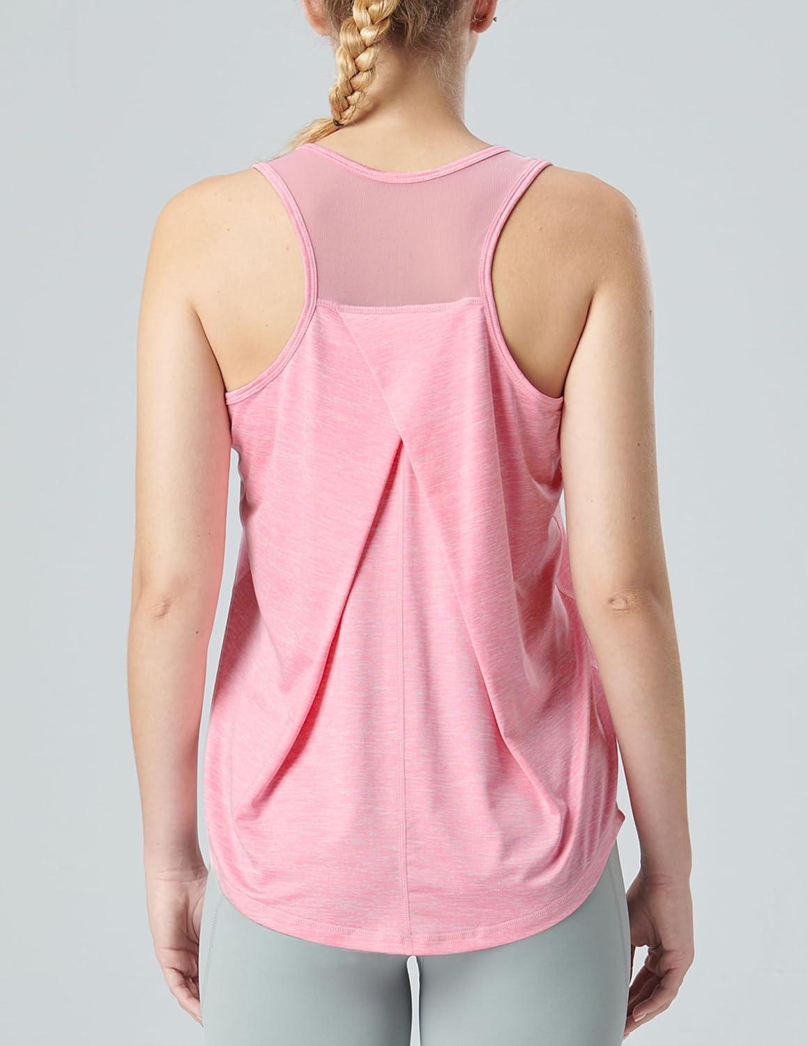 image5 Pack Womens Workout Tops Athletic Racerback Tank Tops for Women Mesh Sleeveless Shirts Yoga for Gym RunningWhiteHeather PinkGrayNavyBlack