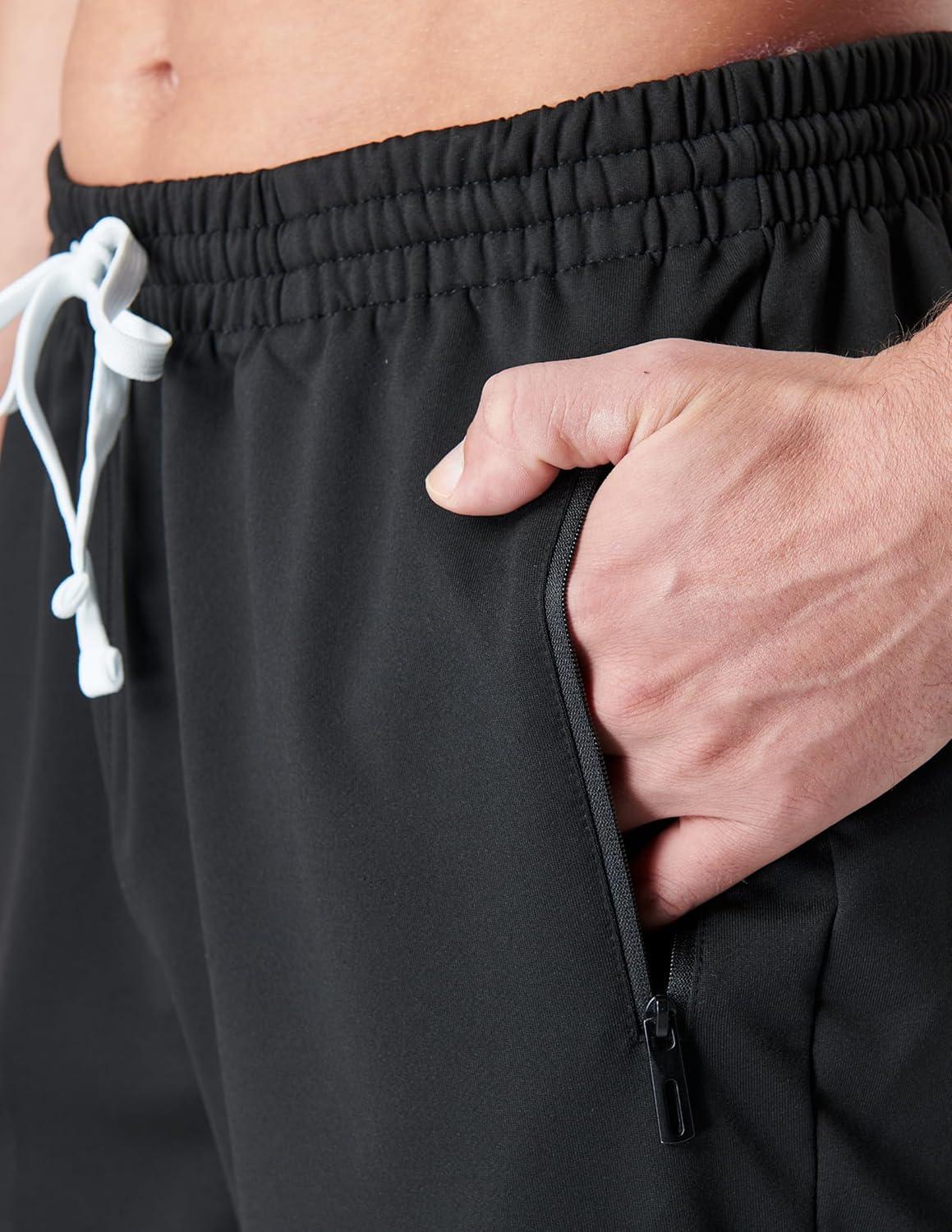 imageLiberty Imports 3 Pack Mens Sweat Shorts Athletic Casual Jogger Shorts with Zipper Pockets Terry Performance Tech ActivewearGrayBrownBlack