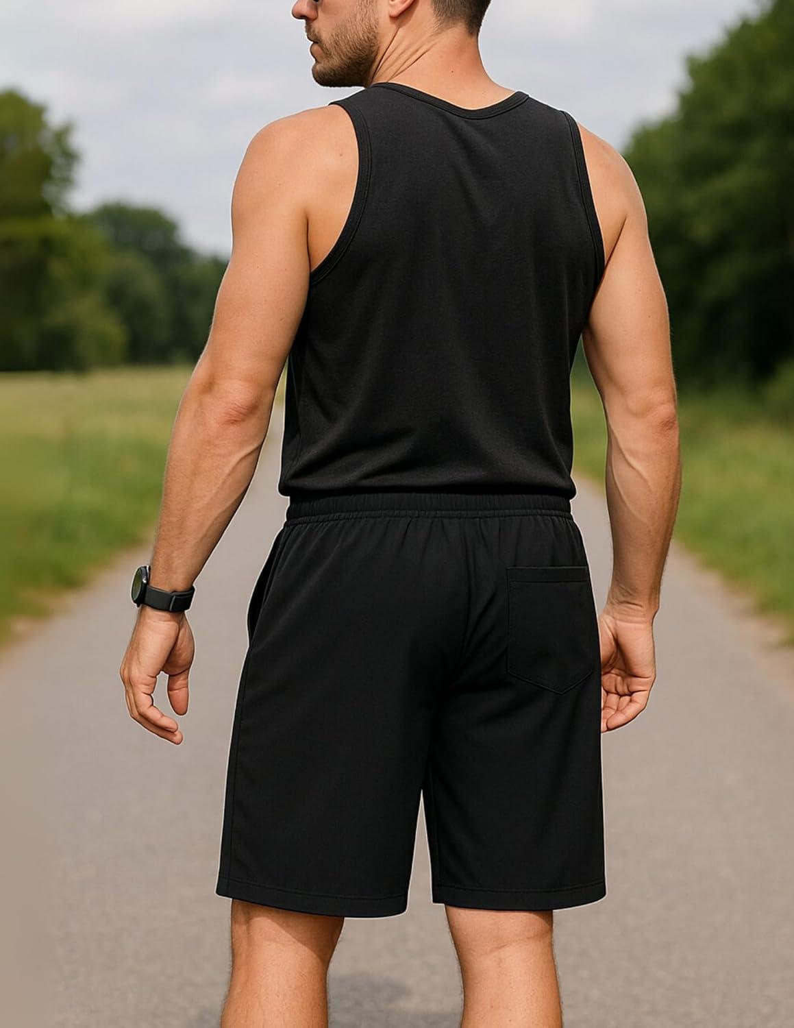 imageLiberty Imports 3 Pack Mens Sweat Shorts Athletic Casual Jogger Shorts with Zipper Pockets Terry Performance Tech ActivewearGrayBrownBlack