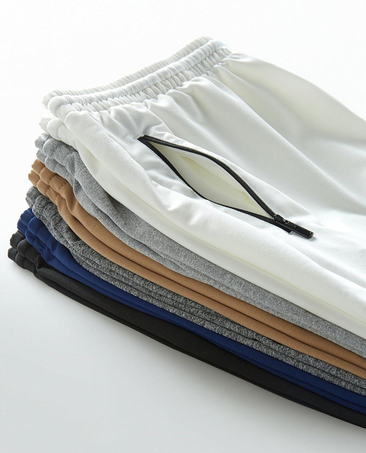 imageLiberty Imports 3 Pack Mens Sweat Shorts Athletic Casual Jogger Shorts with Zipper Pockets Terry Performance Tech ActivewearLight GrayLight BrownNavy