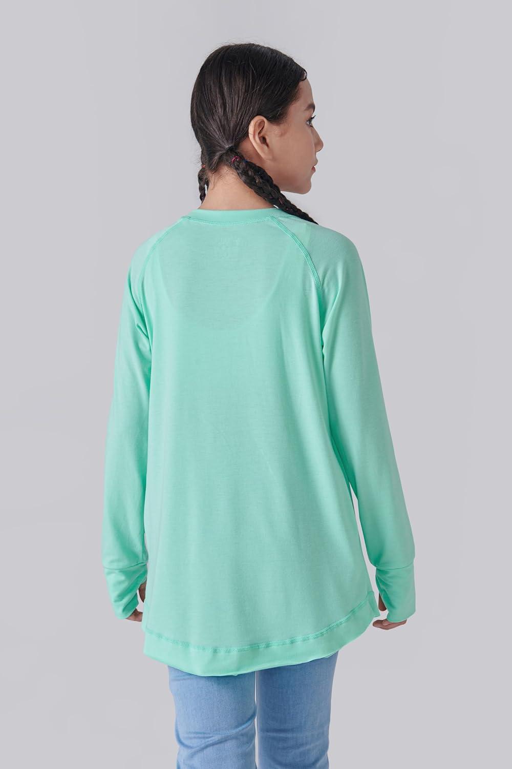 imageLiberty Pro 2Pack Girls Loose Fit Long Sleeve Tunic Tops with Pockets and Thumb Holes Casual T Shirts for Tween KidsMintOrchid