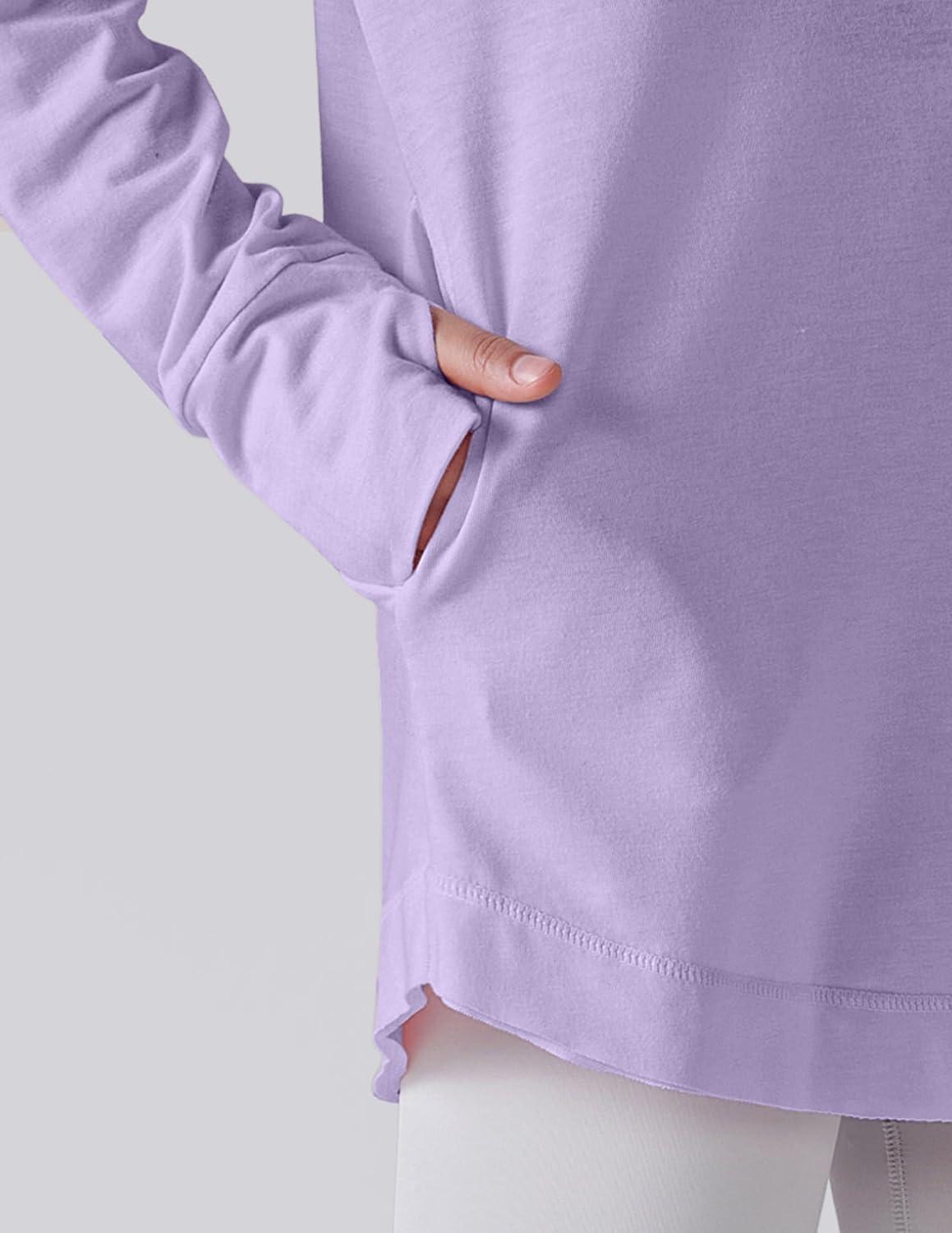 imageLiberty Pro 2Pack Girls Loose Fit Long Sleeve Tunic Tops with Pockets and Thumb Holes Casual T Shirts for Tween KidsPinkLavender