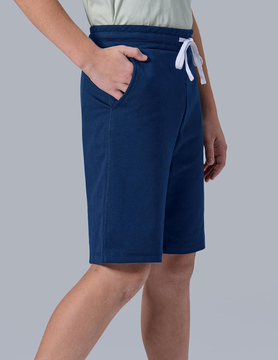 imageLiberty Pro 3 Pack Boys Pull On Jogger Shorts Youth Kids Casual Terry Sweat Shorts with Pockets DrawstringGrayNavyBlack