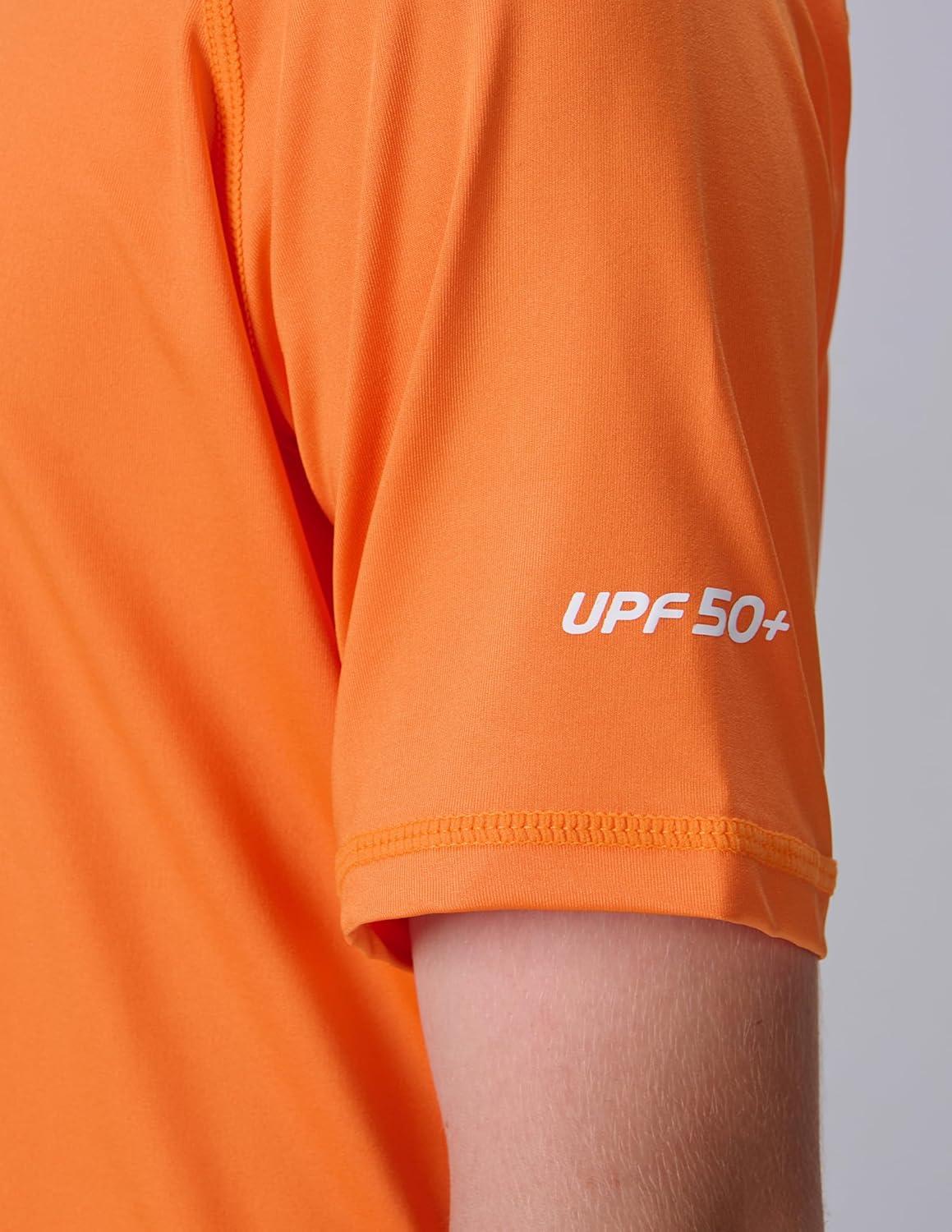 imageLiberty Pro 3 Pack Boys UPF 50 Rash Guard Short Sleeve Swim Shirts Quick Dry UV Protection Swimwear for KidsGrayLight GreenTangerine