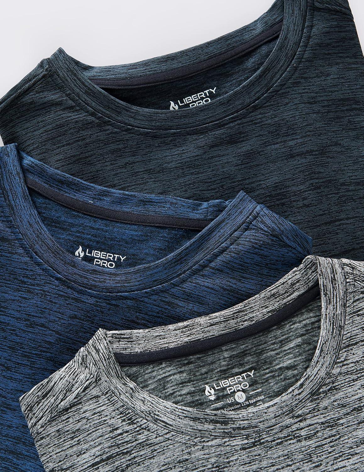 imageLiberty Pro 3Pack Thermal Fleece Active Long Sleeve Shirts for Men Athletic Crewneck Pullover SweatshirtsNavyBlackDark Gray