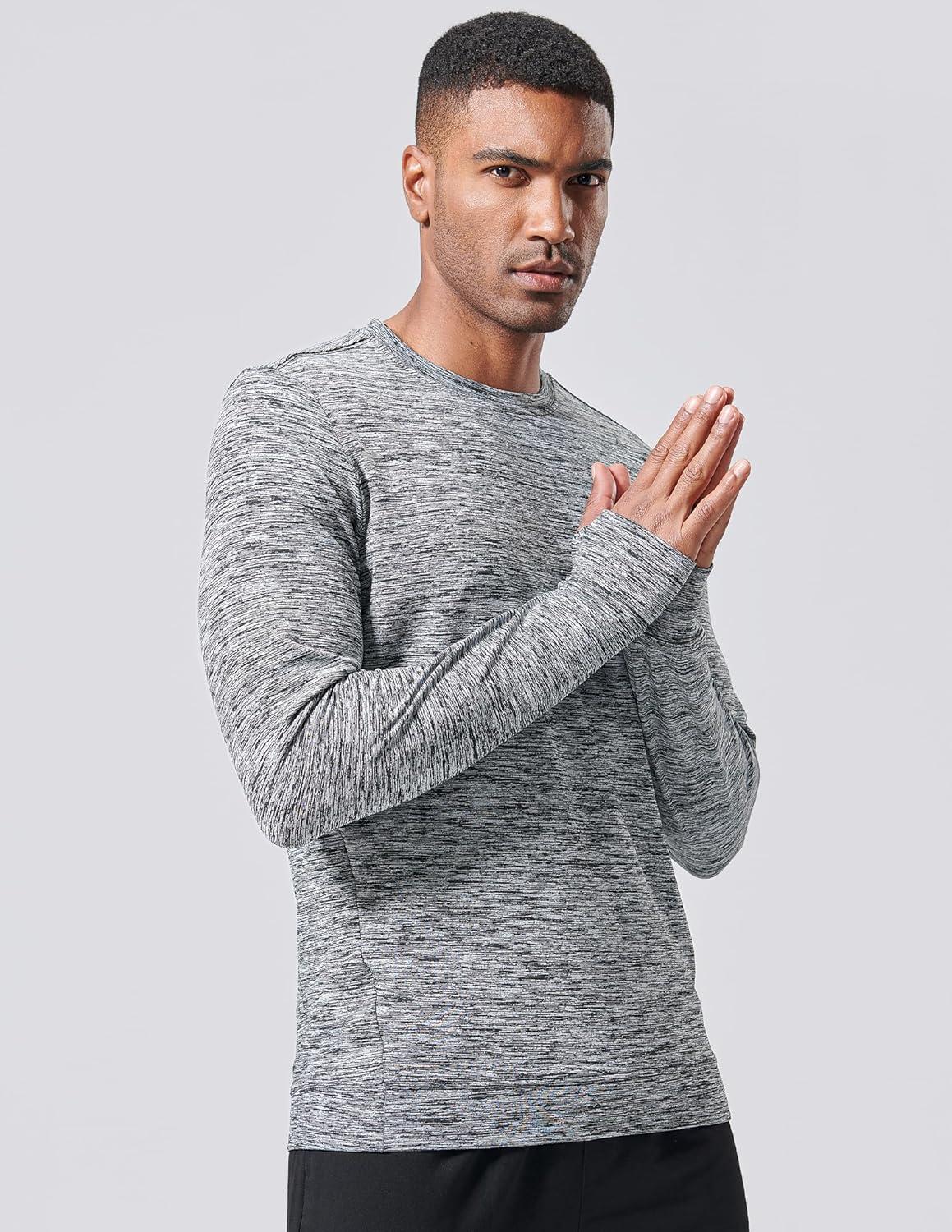 imageLiberty Pro 3Pack Thermal Fleece Active Long Sleeve Shirts for Men Athletic Crewneck Pullover SweatshirtsNavyBlackDark Gray