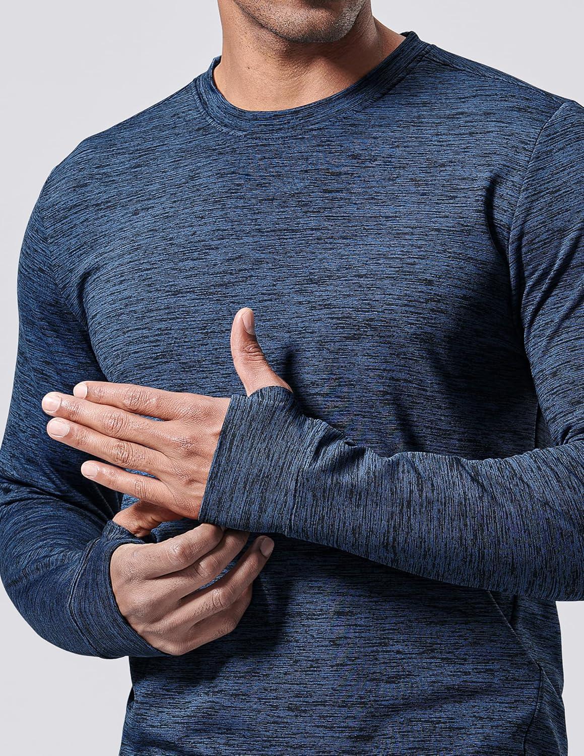 imageLiberty Pro 3Pack Thermal Fleece Active Long Sleeve Shirts for Men Athletic Crewneck Pullover SweatshirtsNavyBlackDark Gray