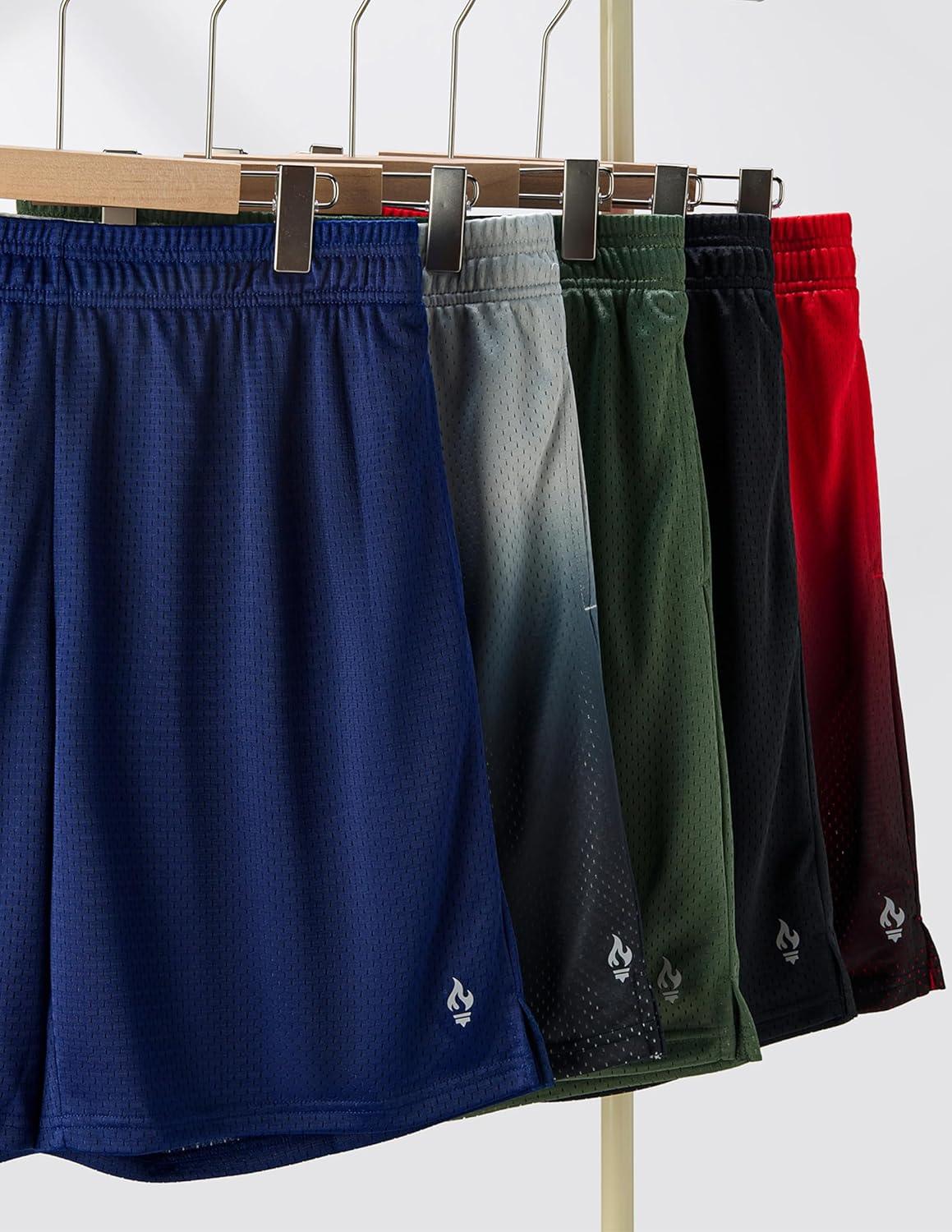 imageLiberty Pro 5 Pack Mens Athletic Shorts 9quot Mesh Basketball Shorts Men Active Gym Shorts with PocketsGrayRedBlackNavySage Green