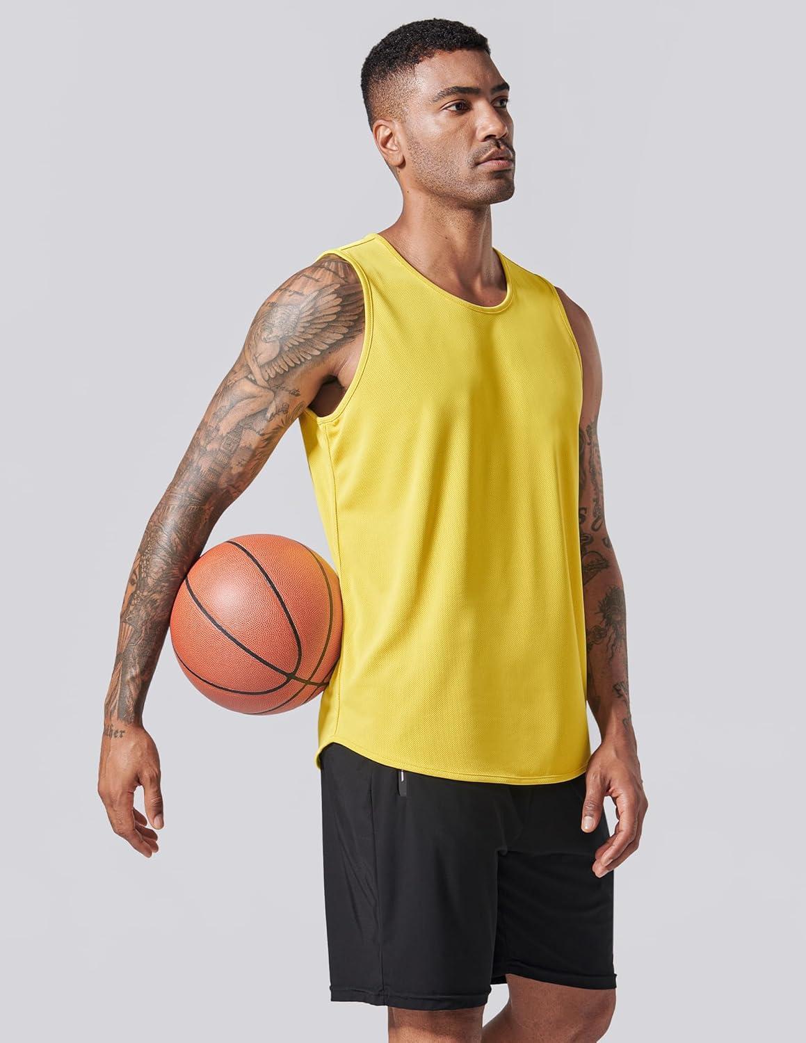imageLiberty Pro Mens Lightweight Reversible Rec Tanks Mesh Basketball Jerseys Athletic Quick Dry Shirts Team Scrimmage UniformsYellowBlack