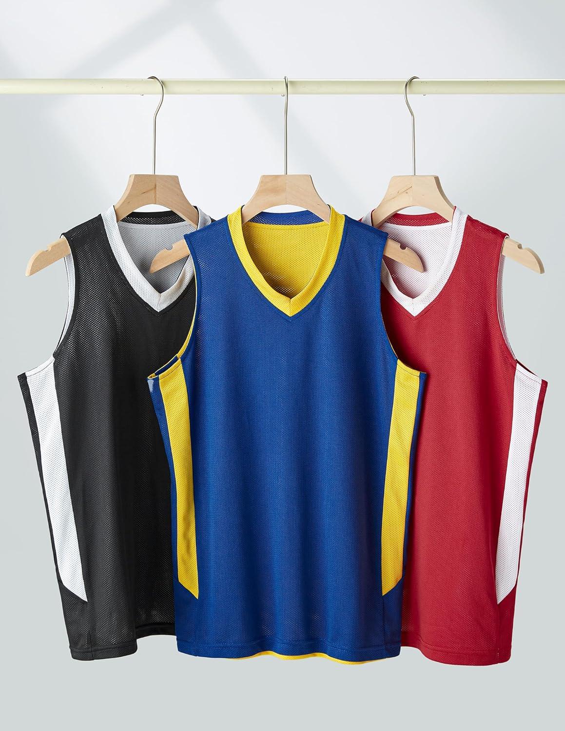 imageYouth Boys Reversible Mesh Performance Athletic Basketball Jerseys Blank Team Uniforms for Sports ScrimmageBlueYellow