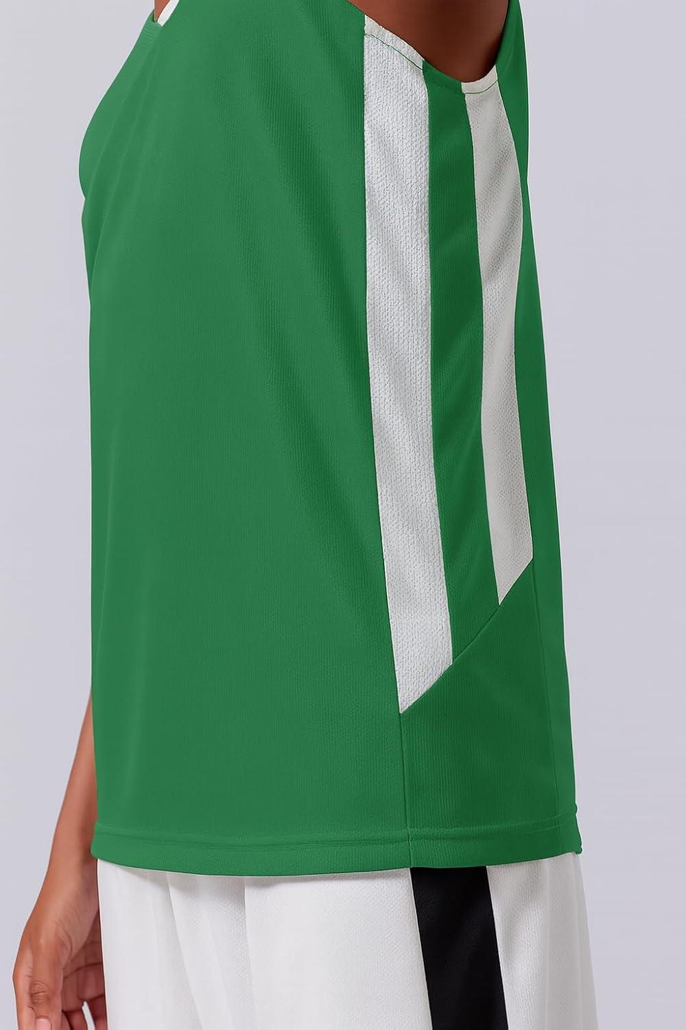 imageYouth Boys Reversible Mesh Performance Athletic Basketball Jerseys Blank Team Uniforms for Sports ScrimmageGreenWhite