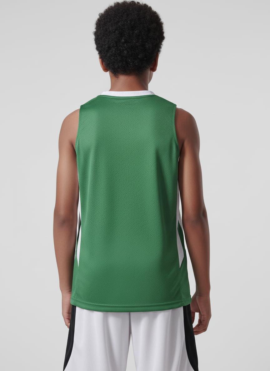 imageYouth Boys Reversible Mesh Performance Athletic Basketball Jerseys Blank Team Uniforms for Sports ScrimmageGreenWhite