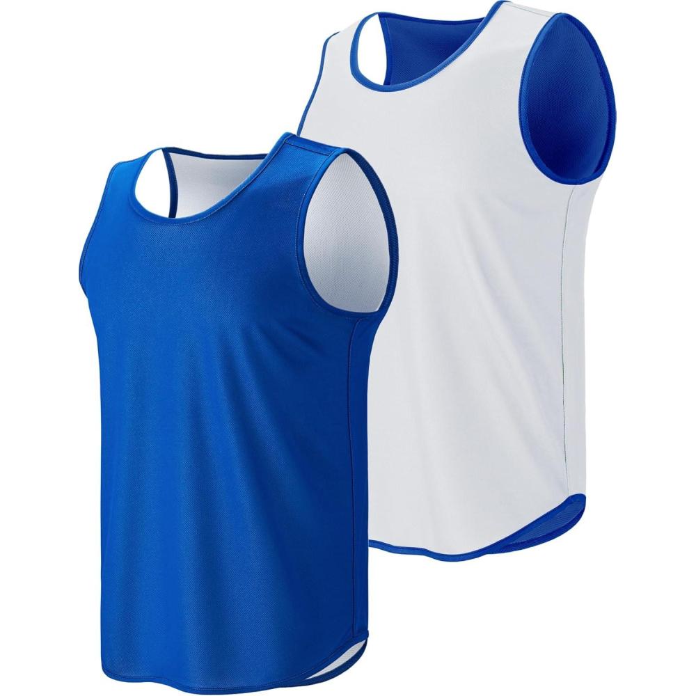 imageLiberty Pro Mens Lightweight Reversible Rec Tanks Mesh Basketball Jerseys Athletic Quick Dry Shirts Team Scrimmage UniformsBlueWhite