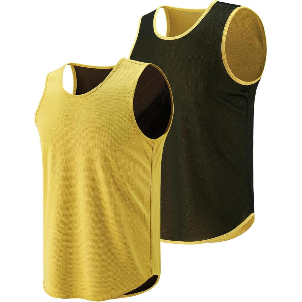 imageLiberty Pro Mens Lightweight Reversible Rec Tanks Mesh Basketball Jerseys Athletic Quick Dry Shirts Team Scrimmage UniformsYellowBlack