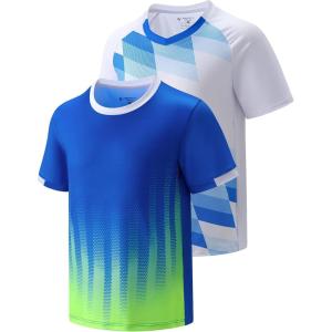 2 Pack Boys’ Soccer Jerseys, Dry Fit Athletic Short Sleeve T-Shirts for Youth Kids, Performance Tops Activewear(Royal Blue/White)