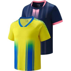 2 Pack Boys’ Soccer Jerseys, Dry Fit Athletic Short Sleeve T-Shirts for Youth Kids, Performance Tops Activewear(Yellow/Navy)