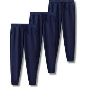 3 Pack Boys Lightweight Jogger Pants, Youth Athletic Sweatpants, Kids Toddlers Clothes Apparel(Navy)