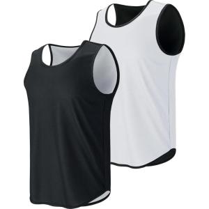 Liberty Pro Men’s Lightweight Reversible Rec Tanks, Mesh Basketball Jerseys Athletic Quick Dry Shirts Team Scrimmage Uniforms(Black/White)
