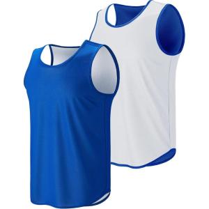 Liberty Pro Men’s Lightweight Reversible Rec Tanks, Mesh Basketball Jerseys Athletic Quick Dry Shirts Team Scrimmage Uniforms(Blue/White)