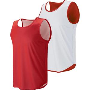 Liberty Pro Men’s Lightweight Reversible Rec Tanks, Mesh Basketball Jerseys Athletic Quick Dry Shirts Team Scrimmage Uniforms(Red/White)