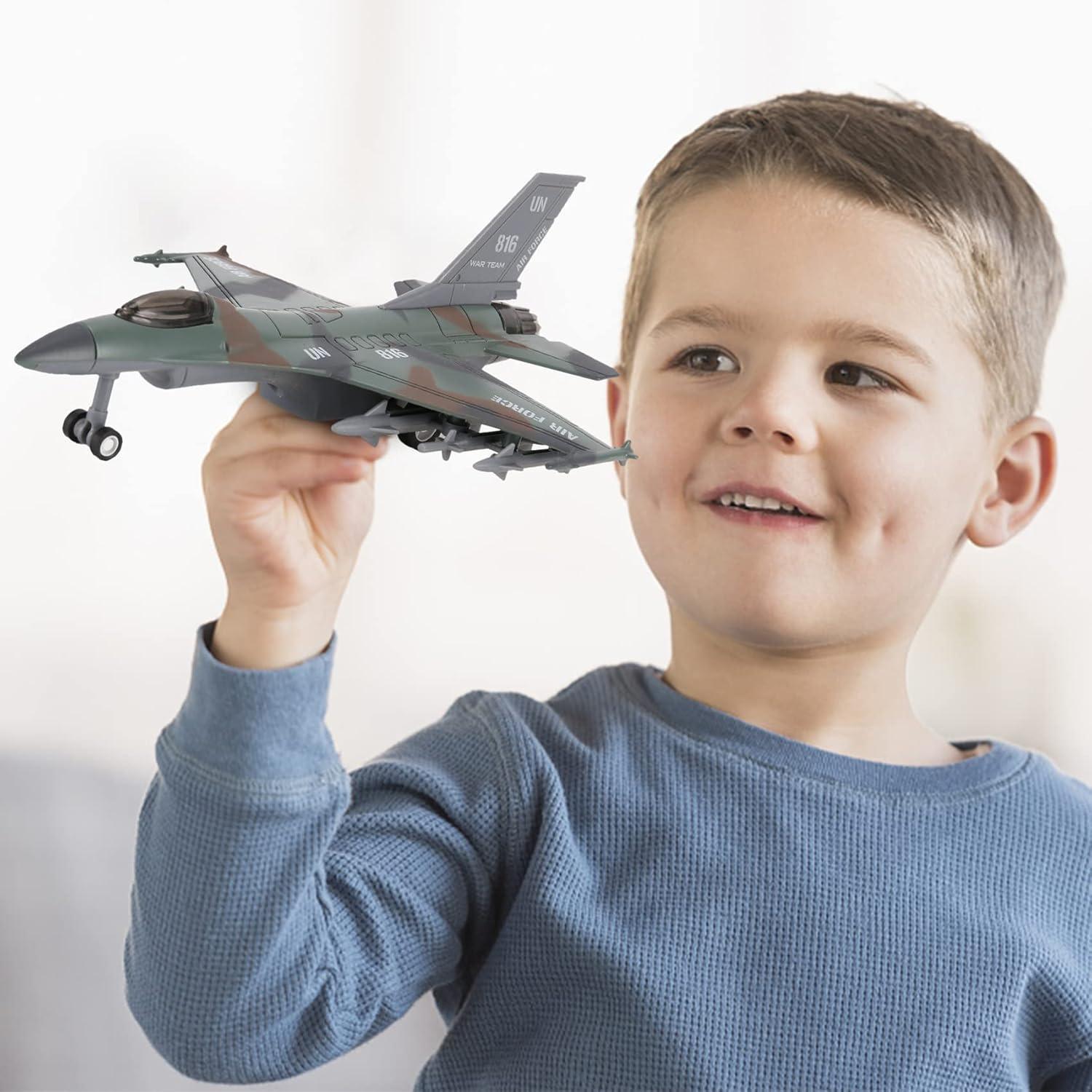 imageDiecast Fighter Jet Toy Military Falcon Replica Model 1400 Scale Airplane Pullback Metal Alloy Aircraft Vehicle with Flashing Lights and Sound