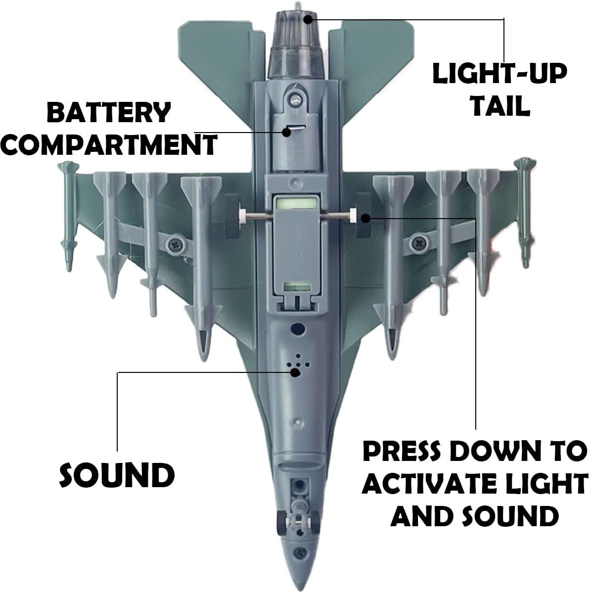 imageDiecast Fighter Jet Toy Military Falcon Replica Model 1400 Scale Airplane Pullback Metal Alloy Aircraft Vehicle with Flashing Lights and Sound
