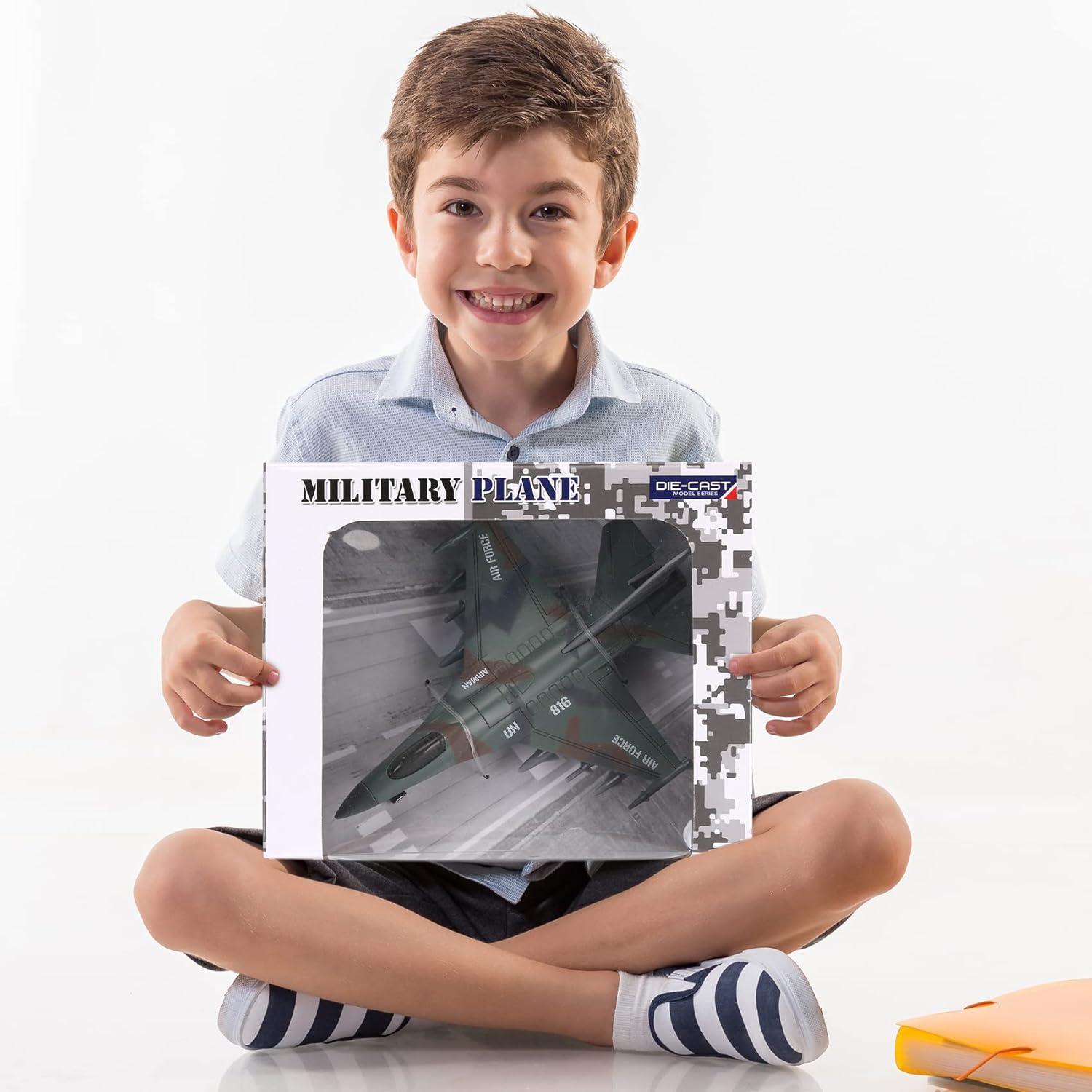 imageDiecast Fighter Jet Toy Military Falcon Replica Model 1400 Scale Airplane Pullback Metal Alloy Aircraft Vehicle with Flashing Lights and Sound