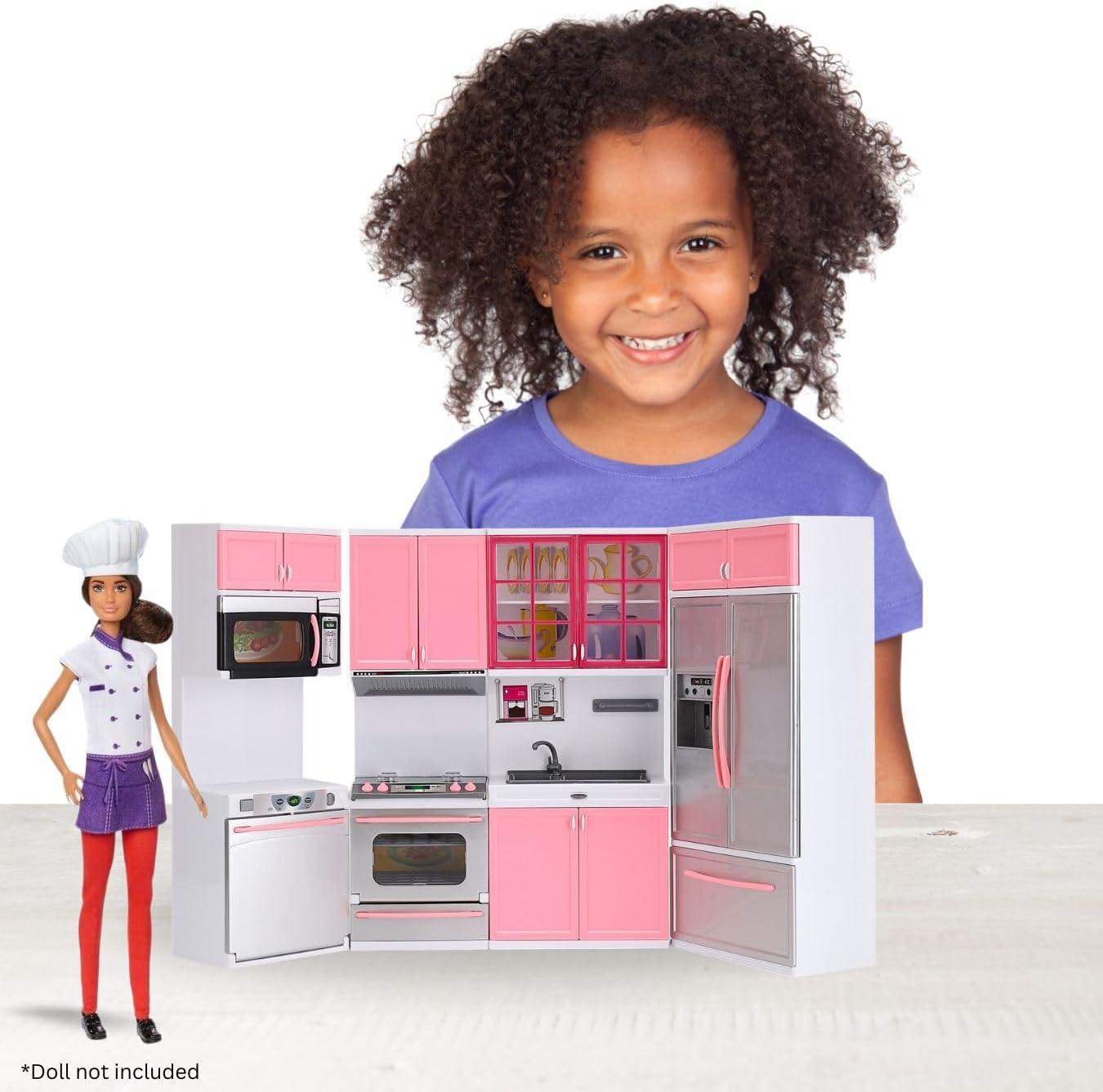imageDoll Kitchen Playset for Kids My Modern Mini Kitchen House Furniture Pretend Play Toy Accessories Set with Realistic Lights ampamp Sounds for Toddlers Girls 5in1 Kitchen Set4in1 Kitchen Set