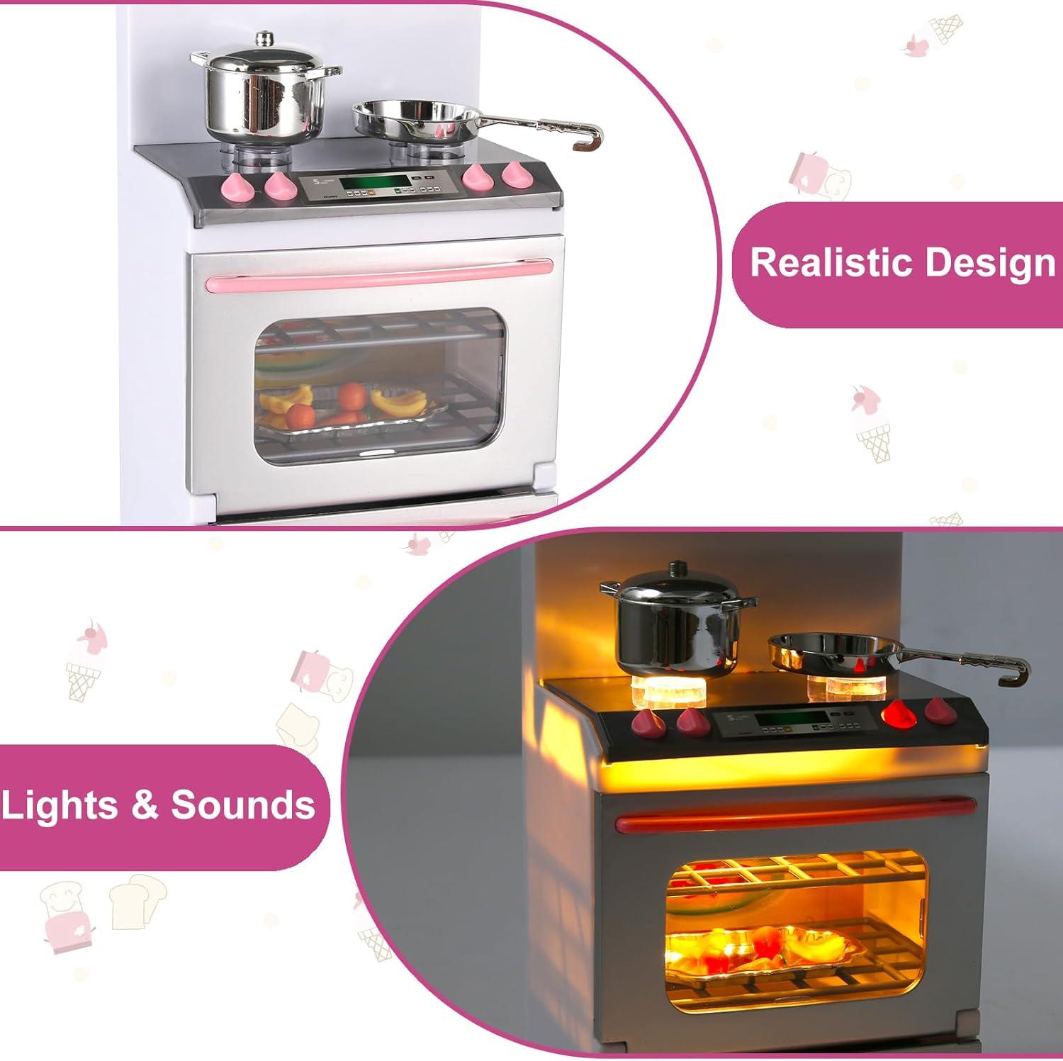 imageDoll Kitchen Playset for Kids My Modern Mini Kitchen House Furniture Pretend Play Toy Accessories Set with Realistic Lights ampamp Sounds for Toddlers Girls 5in1 Kitchen Set4in1 Kitchen Set