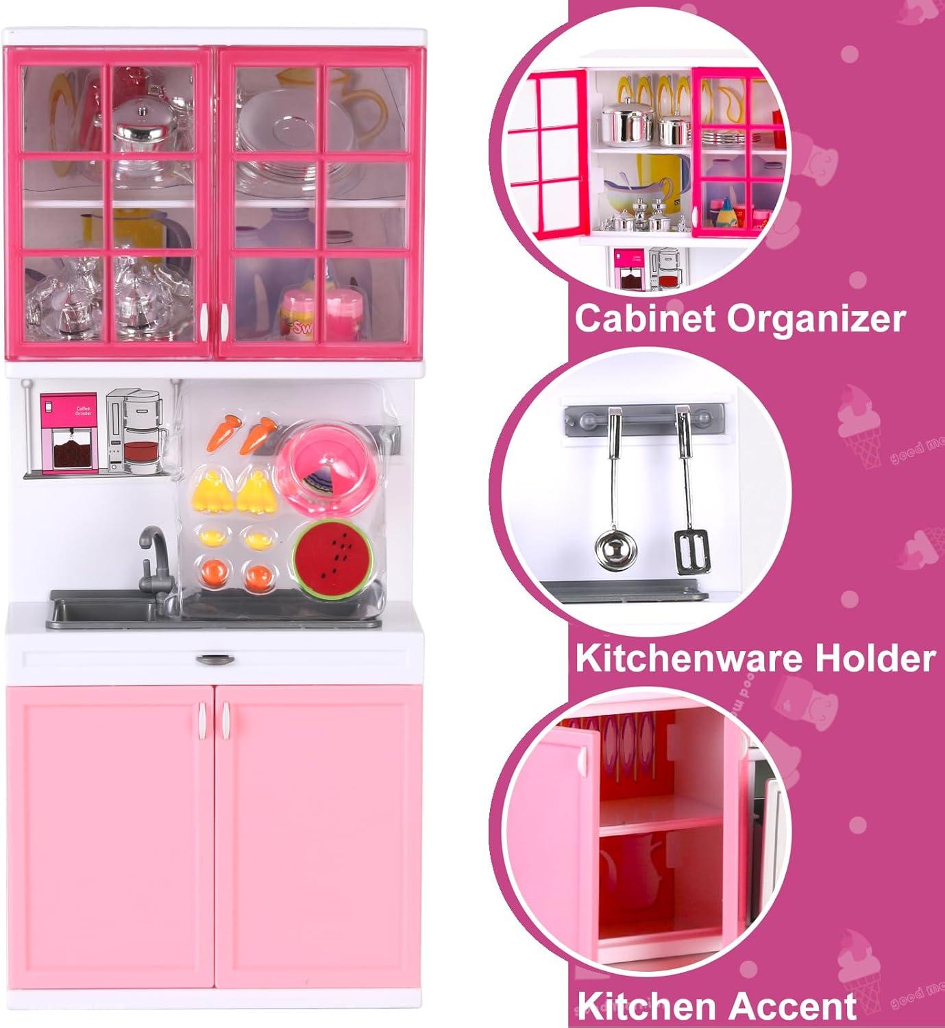 imageDoll Kitchen Playset for Kids My Modern Mini Kitchen House Furniture Pretend Play Toy Accessories Set with Realistic Lights ampamp Sounds for Toddlers Girls 5in1 Kitchen Set4in1 Kitchen Set