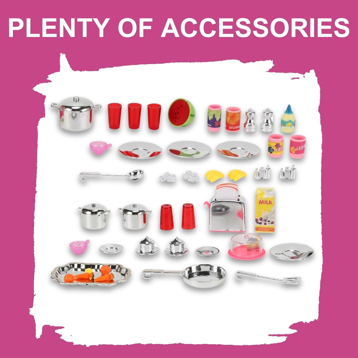 imageDoll Kitchen Playset for Kids My Modern Mini Kitchen House Furniture Pretend Play Toy Accessories Set with Realistic Lights ampamp Sounds for Toddlers Girls 5in1 Kitchen Set4in1 Kitchen Set