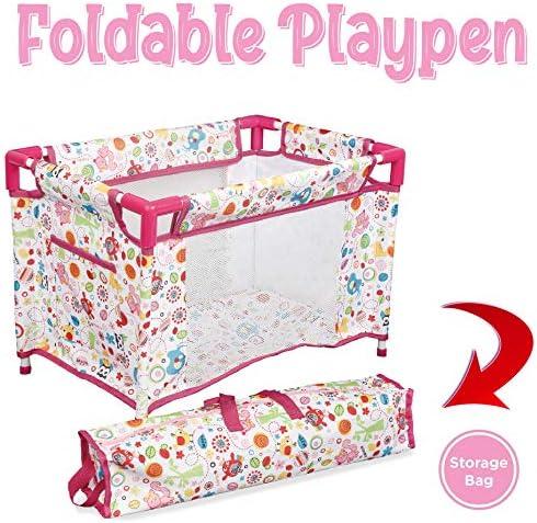 imageLiberty Imports 5in1 Deluxe Newborn Baby Doll Stroller Nursery Playset with Play Mat Playard Baby Carrier and Travel Bag Doll Included