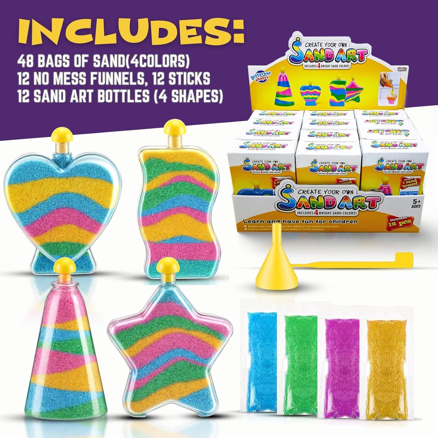 imageLiberty Imports Sand Art Kits for Kids Create Your Own Colored Sand Art Includes Bottles Funnels Sticks Bags of Sand for Arts and Crafts Schools Birthday Party Favors Bulk 12 Pack24 Pack