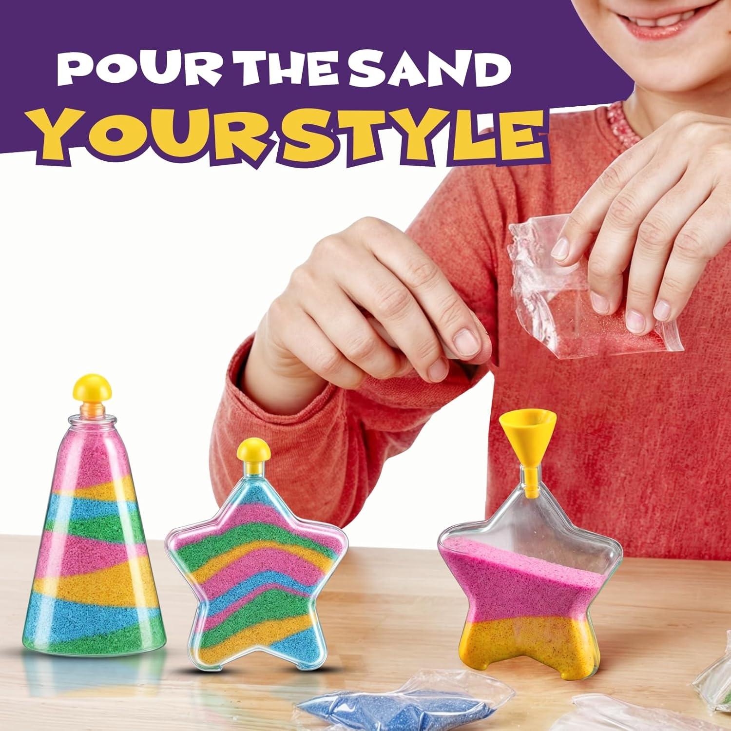 imageLiberty Imports Sand Art Kits for Kids Create Your Own Colored Sand Art Includes Bottles Funnels Sticks Bags of Sand for Arts and Crafts Schools Birthday Party Favors Bulk 12 Pack24 Pack