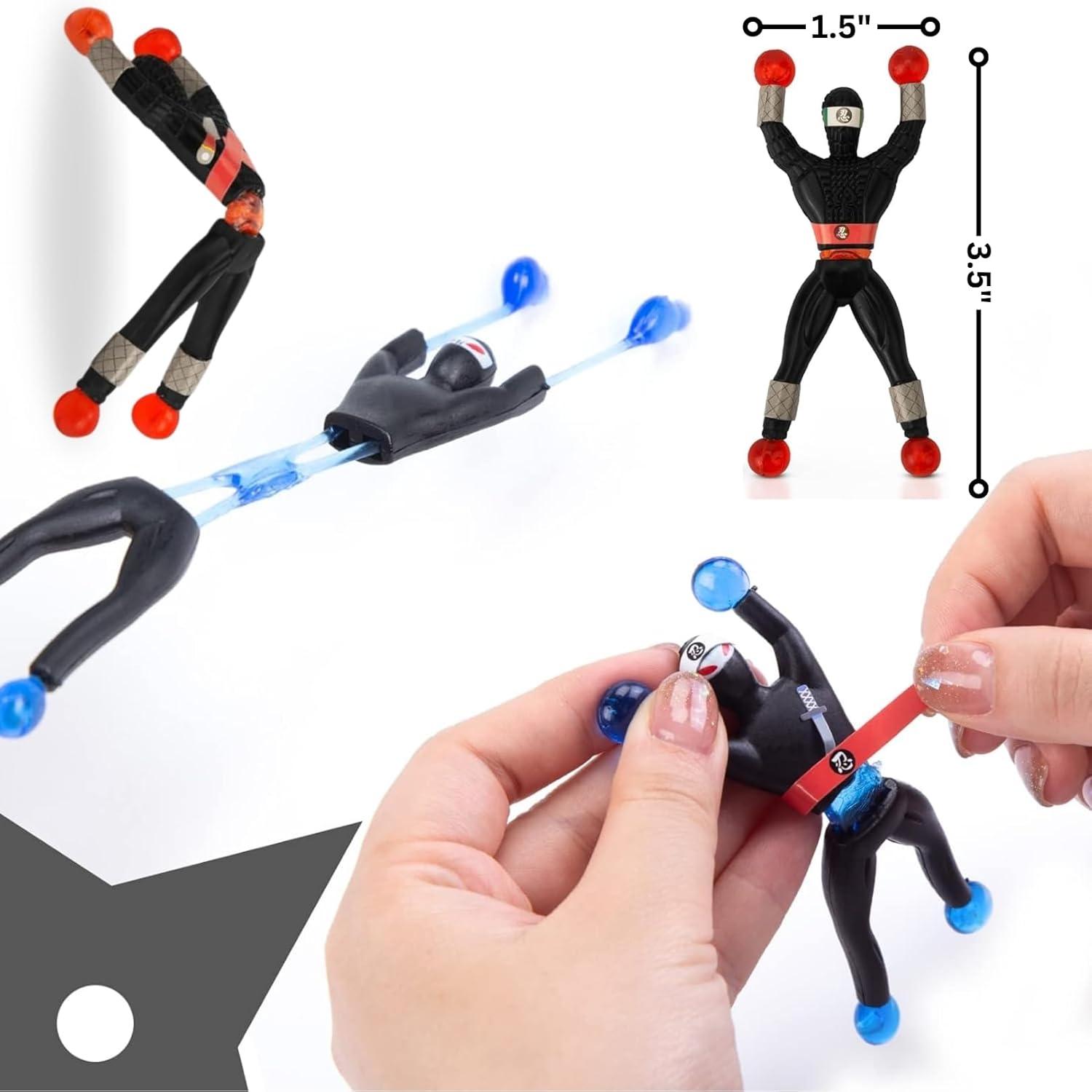 imageLiberty Imports Sticky Wall Climbing Ninjas with DIY Costume Stickers Stretchy Climbers Window Crawlers Party Favor Tricky Novelty Toys Climbing Rolling Men for Kids Pack of 24Sticky Ninjas