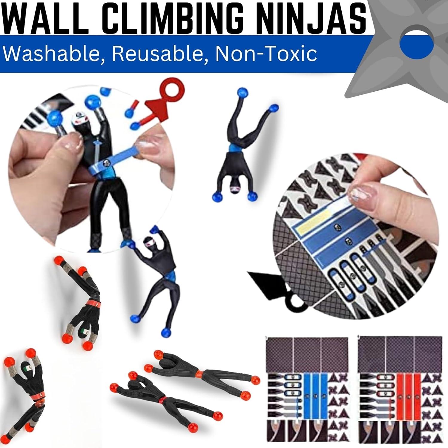 imageLiberty Imports Sticky Wall Climbing Ninjas with DIY Costume Stickers Stretchy Climbers Window Crawlers Party Favor Tricky Novelty Toys Climbing Rolling Men for Kids Pack of 24Sticky Ninjas