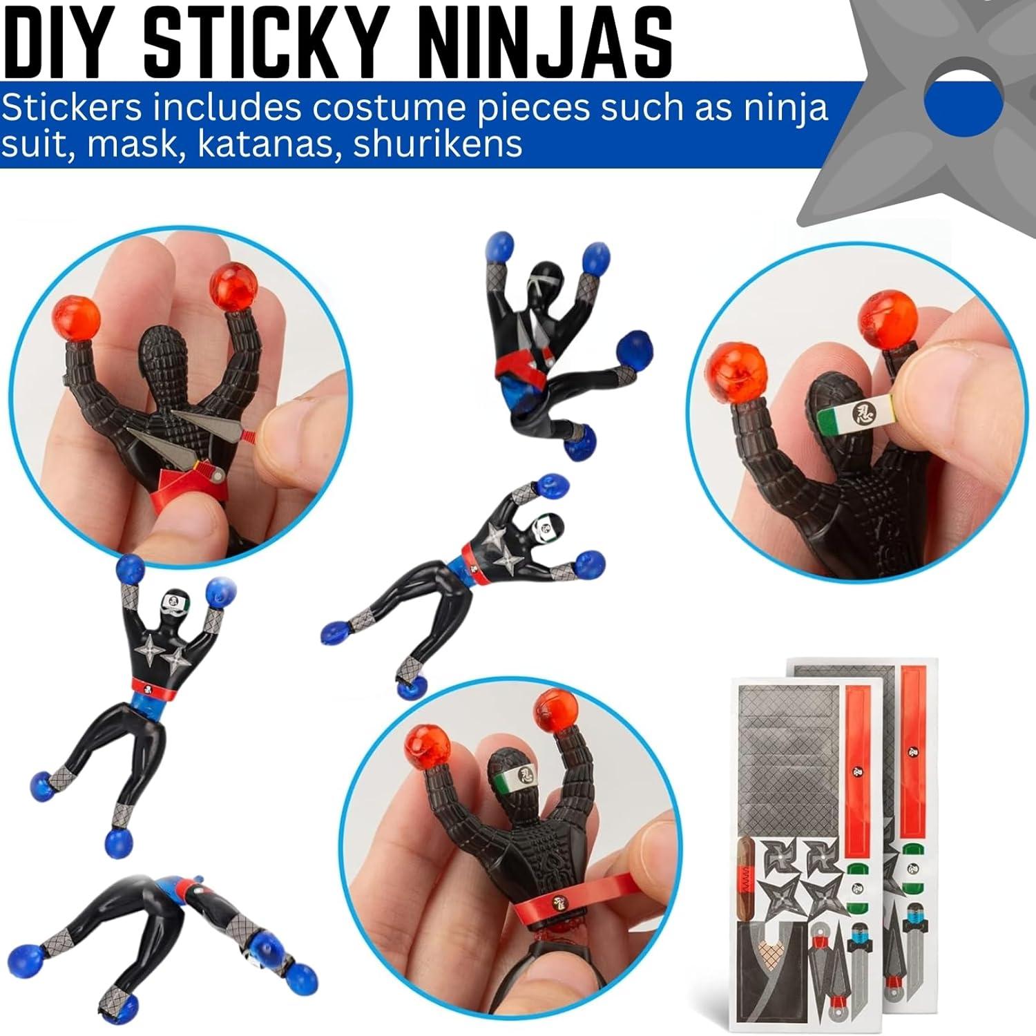 imageLiberty Imports Sticky Wall Climbing Ninjas with DIY Costume Stickers Stretchy Climbers Window Crawlers Party Favor Tricky Novelty Toys Climbing Rolling Men for Kids Pack of 24Sticky Ninjas