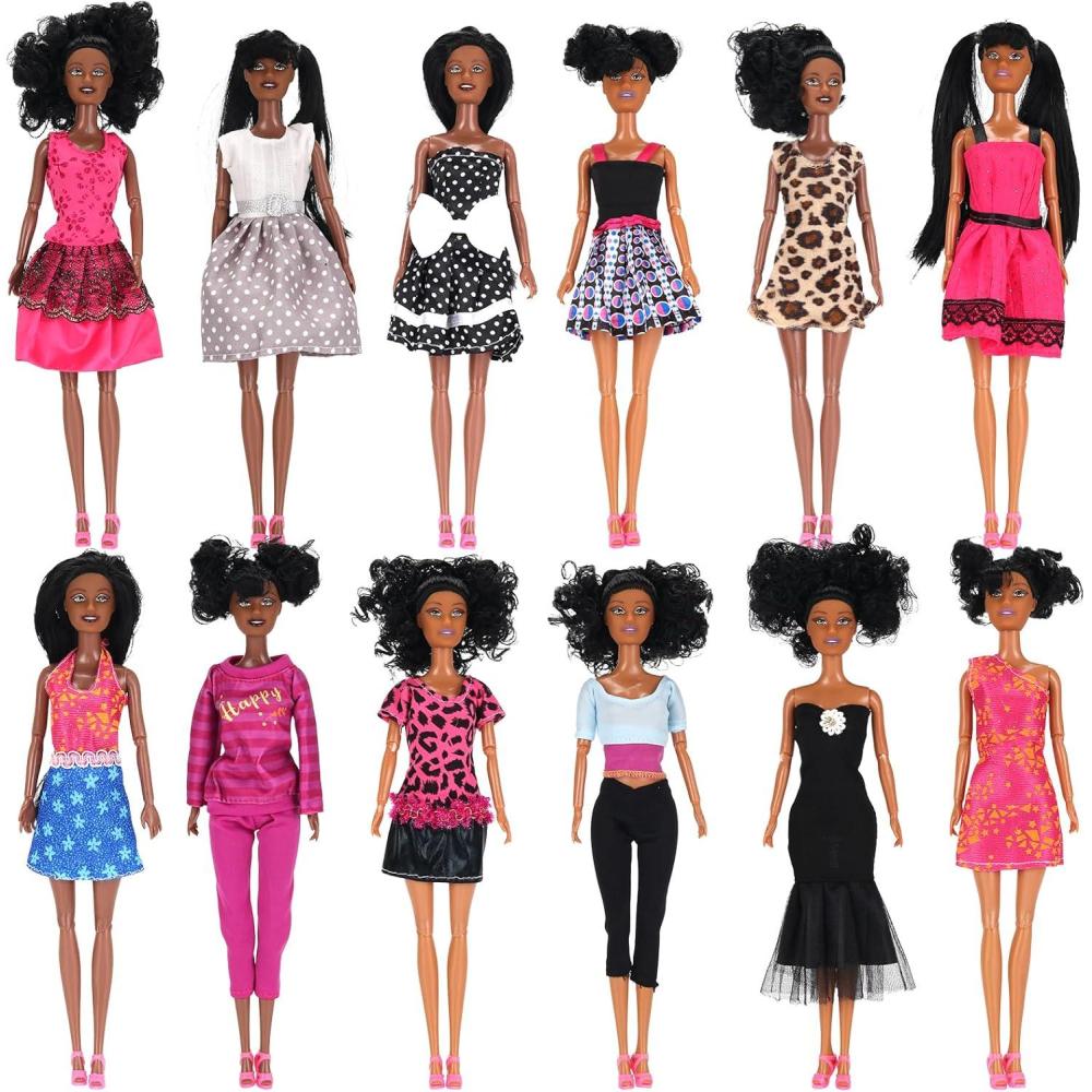image12 Piece African American Black Toy Doll Playset 118quot Premium Fashion Diversity Dolls Variety Pack for Kids Girls Party Favors