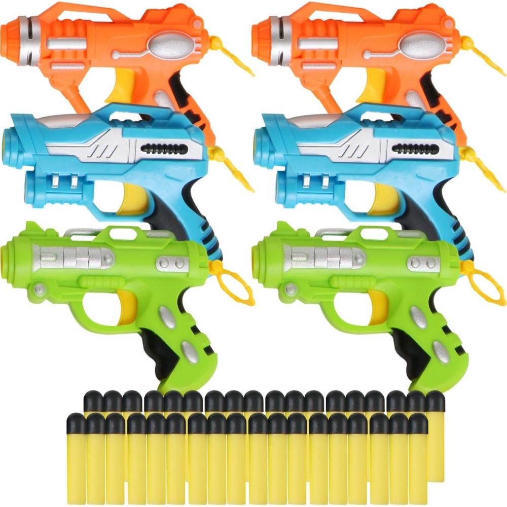 image6 Pack Mini Foam DartFiring Blasters Micro Toy Guns with 36 Darts  Multi Pack Nerf Compatible Bulk Party Favors Supplies for Kids